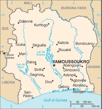 Ivory Coast (Cte d'Ivoire) <font size=-2>(Source: CIA Fact Book)</font>