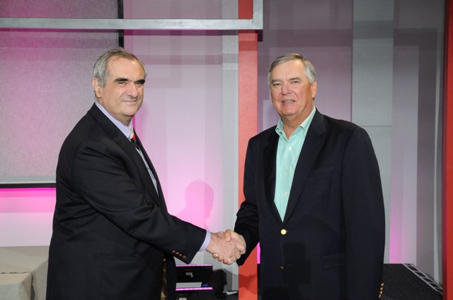 CSC President Mike Laphen (R) presents 2010 Leading Edge Forum Papers award to John J. Xenakis