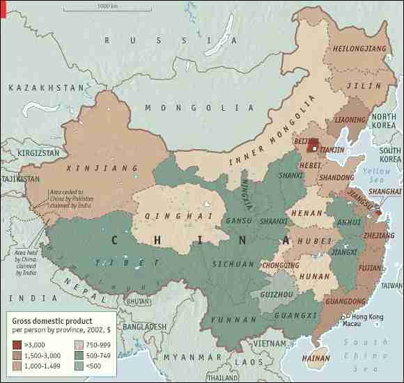 China and its provinces <font face=Arial size=-2>(Source: The Economist)</font>