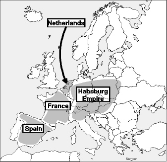  Rough map of Europe showing main participants in last decade of the Thirty Years' War