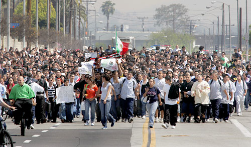 There were over 500,000 Latino marchers in Los Angeles <font size=-2>(Source: aztlan.net)</font>