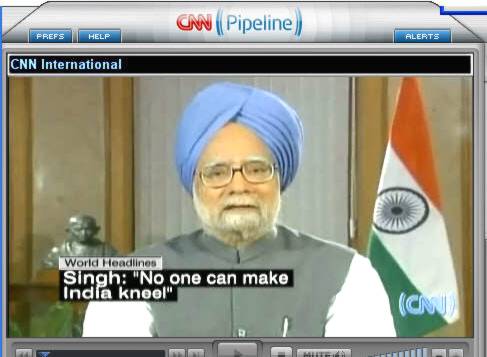 India's prime minister, Manmohan Singh on 7/11. <font size=-2>(Source: CNN)</font>