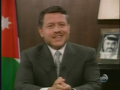 King Abdullah smiles as he explains to the airhead Stephanopolous what's going on in the Mideast. <font size=-2>(Source: ABC News)</font>