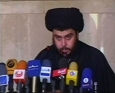 Shiite cleric Moqtada al-Sadr <font size=-2>(Source: SumariaTV)</font>