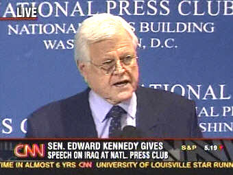 Senator Ted Kennedy at National Press Club <font size=-2>(Source: CNN)</font>