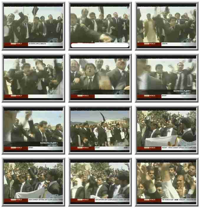 Rioting lawyers, complete with suits and ties, in Islamabad, Pakistan, on March 18 <font size=-2>(Source: BBC)</font>