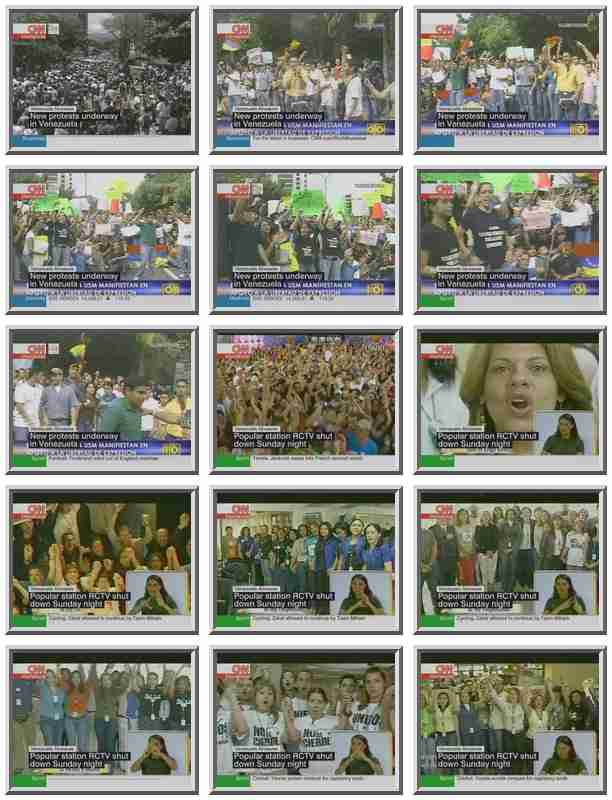 Here's a variety of scenes shown live around noon Tuesday on Venezuela television. <font size=-2>(Source: CNN)</font>