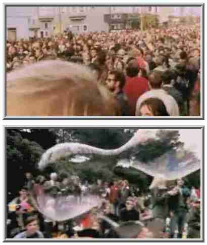 January 14, 1967 - Tens of thousands of young people filled Golden Gate Park for a "Human Be-In." <font face=Arial size=-2>(Source: PBS)</font>