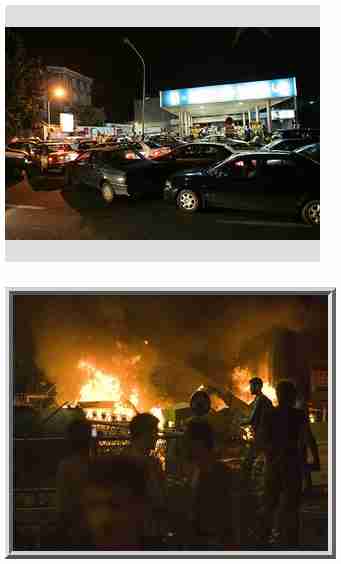 Gas rationing in Iran caused huge lines for gas and trashing of gas stations <font face=Arial size=-2>(Source: Der Spiegel)</font>