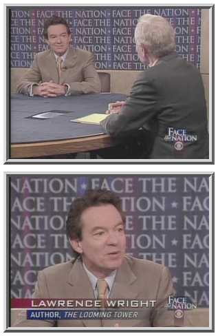 Lawrence Wright with Bob Schieffer on <i>Face the Nation</i> <font face=Arial size=-2>(Source: CBS)</font>