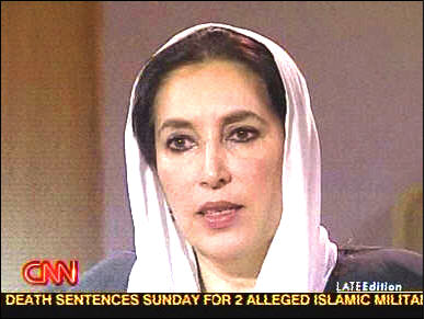 Benazir Bhutto, in a mid-November interview <font face=Arial size=-2>(Source: CNN)</font>