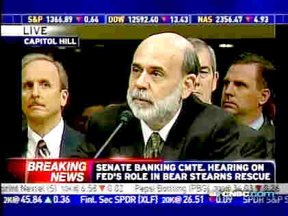 Fed chairman Ben Bernanke, testifying at Senate Banking Committee