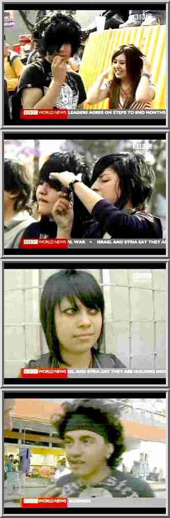 Top 3 frames: Emos; bottom frame: Punker. <font face=Arial size=-2>(Source: BBC)</font>