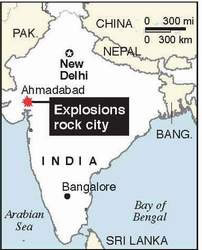 India: Explosions strike Bangalore on Friday, Ahmadabad on Saturday <font face=Arial size=-2>(Source: Pakistan Daily Times)</font>