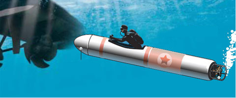 Human torpedo - artist depiction <font size=-2>(Source: Chosun)</font>