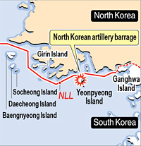 Yeonpyeong is below the NLL (Northern Limit Line), the sea border that divides North and South Korea (Korea Times)