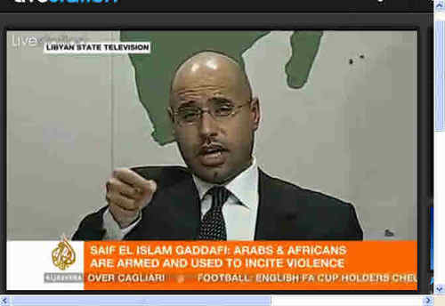 Saif al-Islam Qaddafi, speaking to Libya on Sunday