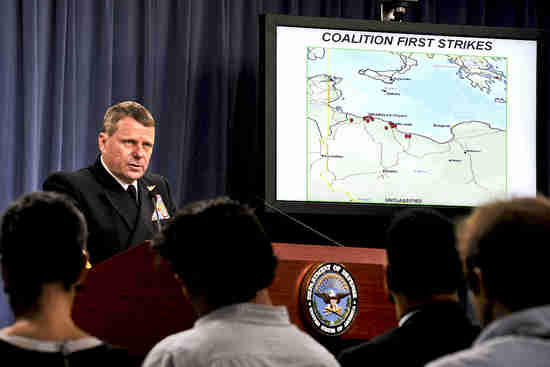 Navy Vice Adm. William E. Gortney at Pentagon press briefing