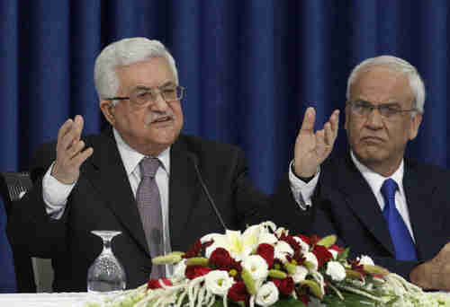 Palestinian Authority officials Mahmoud Abbas and Saeb Erekat