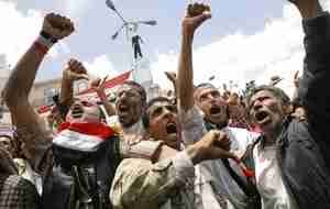 Anti-government protesters in Sanaa, Yemen (AFP)