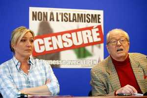 Marine Le Pen and her father, Jean-Marie (AP)