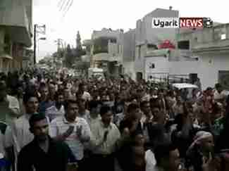 Protests in Hama on Friday (AFP)