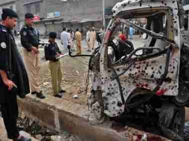 Police van affected by bomb blast