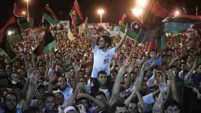 Tens of thousands of Libyans celebrate in Tripoli (AFP)