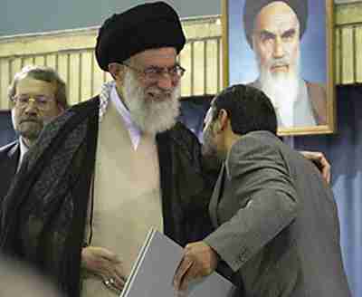 Ahmadinejad kisses supreme leader Khamenei after winning 2009 election