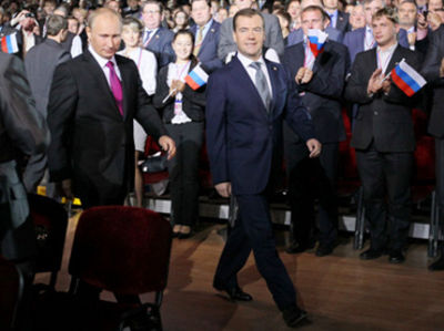 Putin and Medvedev on Saturday