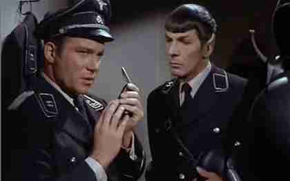 Captain Kirk and Mister Spock dressed as Nazis