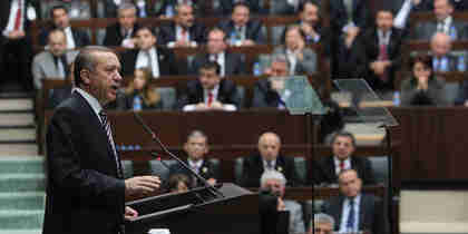 Erdogan addresses a parliamentary meeting on Tuesday (AA)