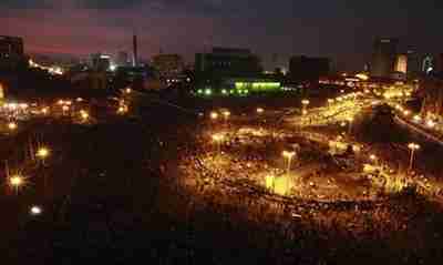 Tahrir Square on Monday night, a scene starkly reminiscent of last January's uprising (Reuters)