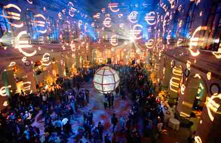  A party to celebrate the introduction of the euro in the Paris Bourse in January 1999 (AFP)