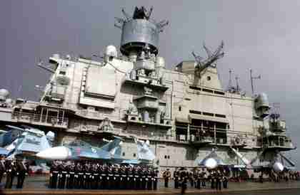 Russian carrier, Admiral Kuznetsov, making a port call in Tartus, Syria, January 8 (Moscow Times)