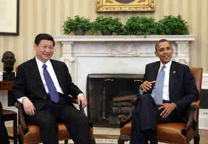 Xi Jinping and Barack Obama on Tuesday (Xinhua)