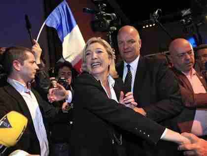 An ebullient Marine Le Pen after Sunday's presidential election in France (Reuters)