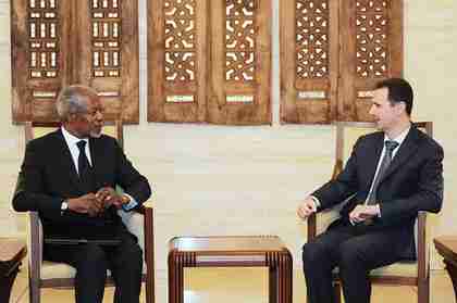 Kofi Annan meets with Bashar al-Assad in Damascus last month (SANA)