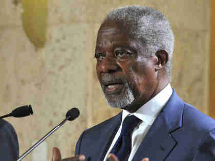 Kofi Annan at the U.N. on Tuesday (AFP)