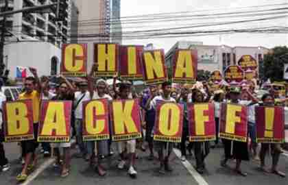 Protesters marching towards the Chinese consulate during a rally in the Philippines