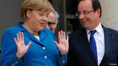 Angela Merkel and Franois Hollande in Paris on Wednesday (Reuters)