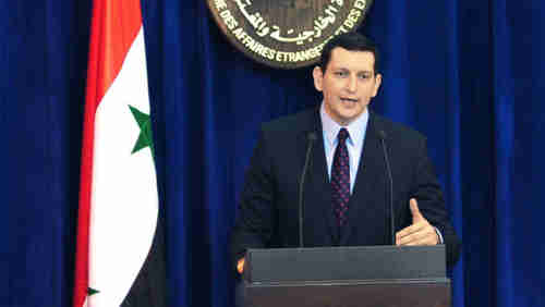 Jihad Makdissi, Syria's new superstar foreign ministry spokesman on Monday (AP)