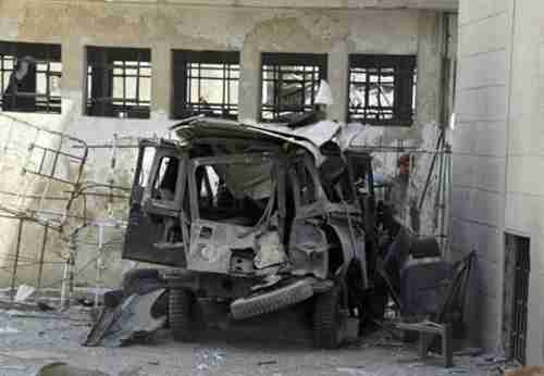 Bomb wreckage in Damascus on Sunday