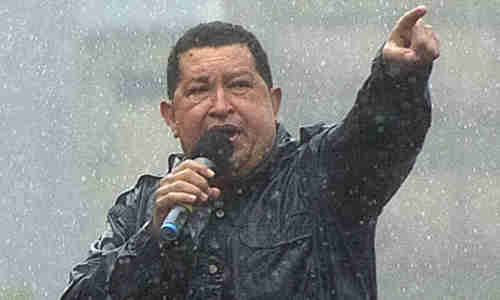 Hugo Chavez campaiging on Friday (AFP)