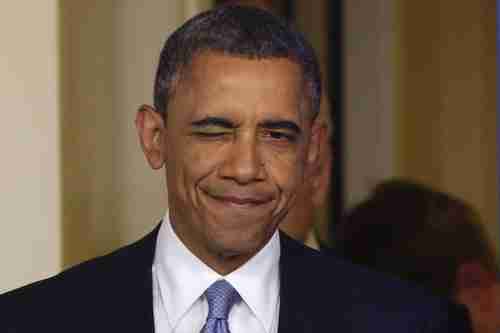 President Obama winks at press conference on Tuesday (Spiegel/AP)