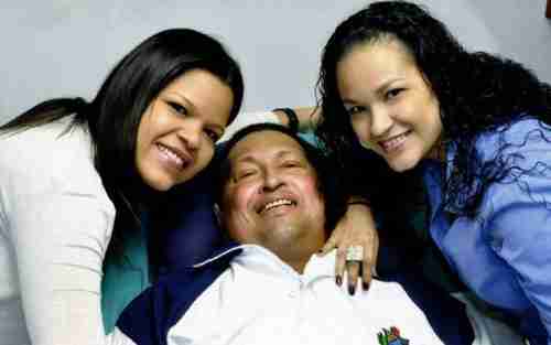 Hugo Chvez and his two daughters in Havana on Friday (AFP)