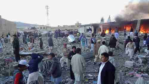 Site of the vegetable market turned into a war zone in Quetta on Saturday (AFP)