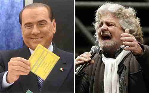 Silvio Berlusconi and Beppe Grillo