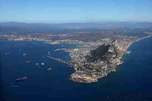 The Gibraltar enclave, a British territory, 2.62 square miles at the tip of Spain (Spiegel)