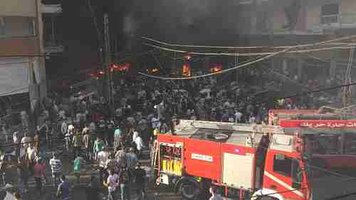 Fire engines at the scene of Thursday's explosion in Beirut (Reuters)